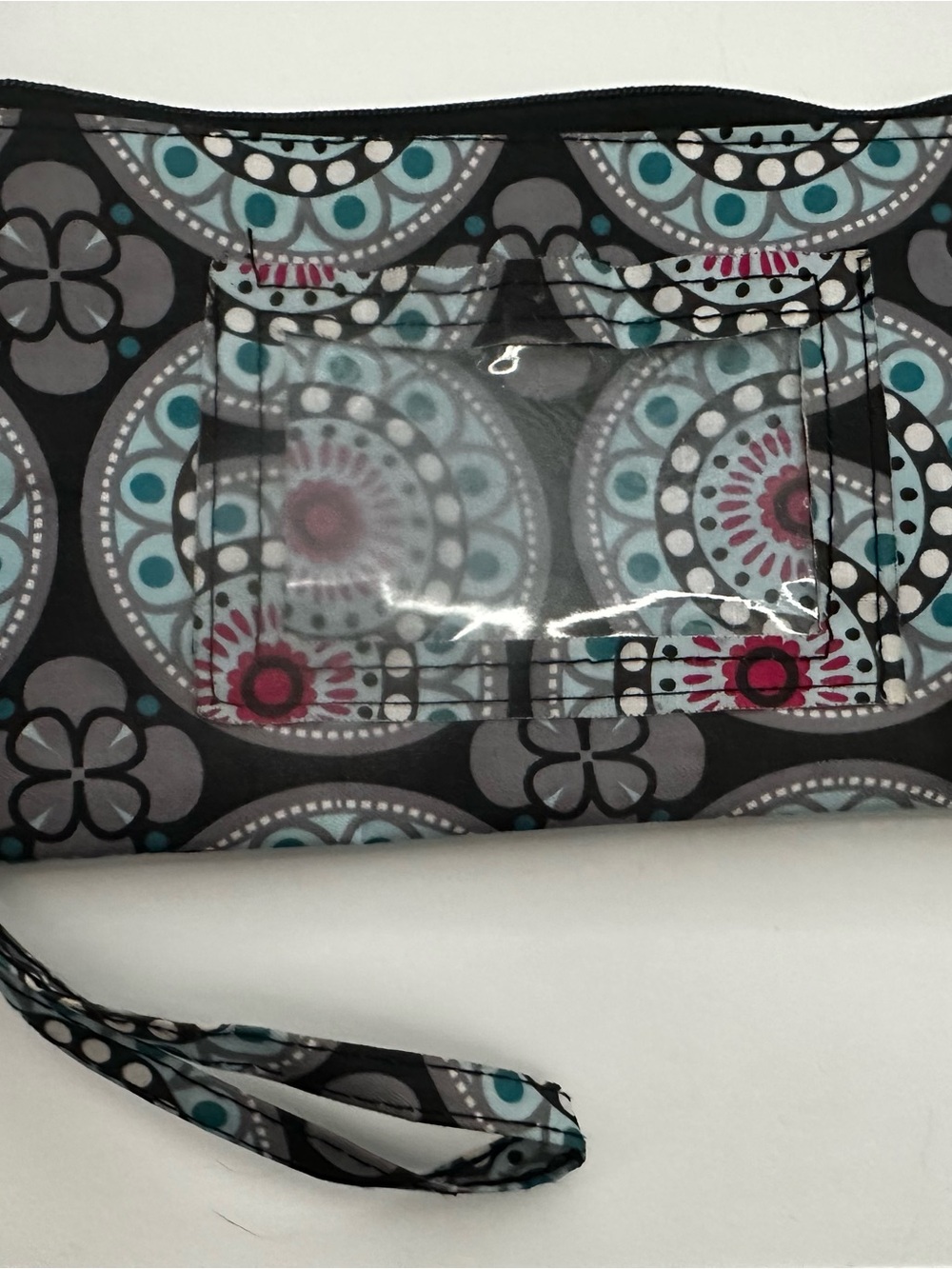 Women’s Wristlet Clutch - Black Teal Gray Floral Pattern